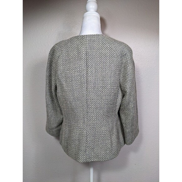 Talbots Wool Blend Gray Tweed Side Pocket Collarless Jacket Blazer Sz 14P N27 - Picture 3 of 7